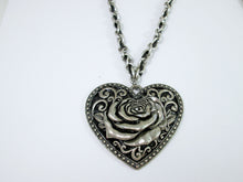 Load image into Gallery viewer, large punk heart rose necklace with braided chain