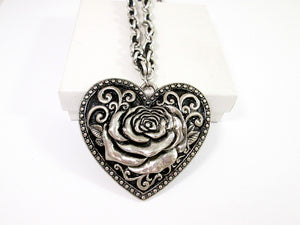 large rose heart necklace