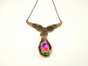 steampunk wings crystal necklace