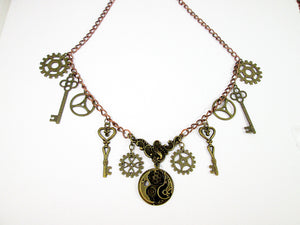 steampunk gears and keys necklace