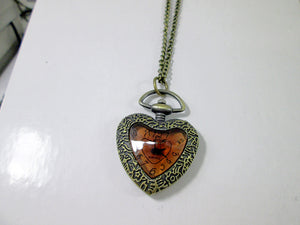 heart shape watch necklace