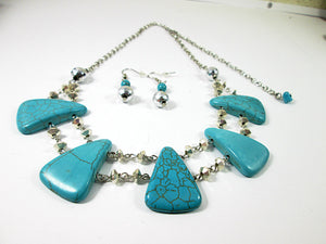 turquoise bib necklace and earrings set
