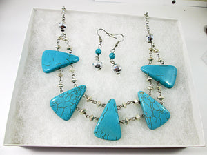 turquoise bib necklace and earrings set