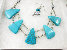 Load image into Gallery viewer, turquoise bib necklace and earrings set