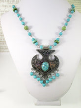 Load image into Gallery viewer,  boho turquoise tassel necklace