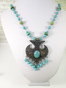  boho turquoise tassel necklace