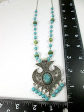 Load image into Gallery viewer, turquoise tassel necklace with measurement