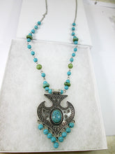 Load image into Gallery viewer, long boho turquoise tassel necklace