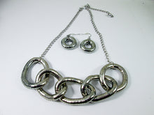 Load image into Gallery viewer, chunky silver five circles interlocking necklace and earrings set