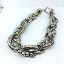 Load image into Gallery viewer, Chunky Silver Braided Necklace Silver Berry Vine Necklace