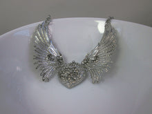 Load image into Gallery viewer, steampunk wings heart crystal necklace