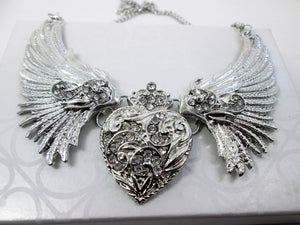 angel wings heart necklace