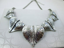 Load image into Gallery viewer, silver leaves slider bib necklace