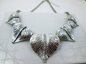 silver leaves slider bib necklace