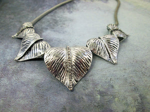 silver leaves choker necklace
