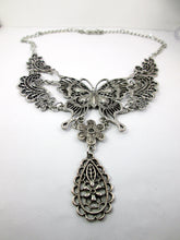 Load image into Gallery viewer, retro silver butterfly statement necklace