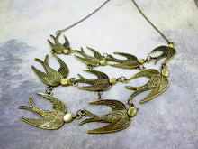 Load image into Gallery viewer, antique bronze flock of sparrows necklace