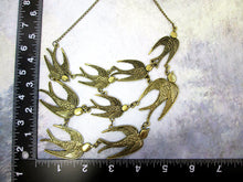 Load image into Gallery viewer, flock of birds bib necklace with measurement