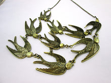 Load image into Gallery viewer, steampunk flock of birds bib necklace
