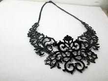 Load image into Gallery viewer, black metal lace bib necklace