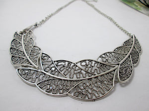 large metal feather sideways necklace