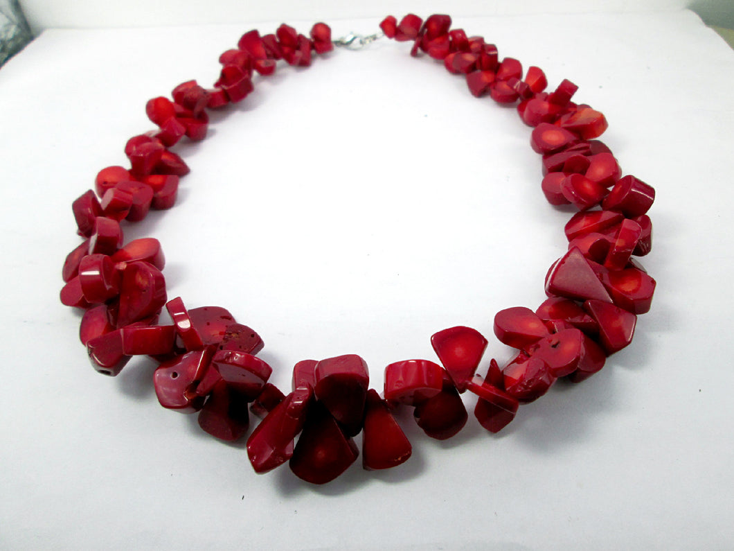 red coral bib necklace