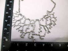 Load image into Gallery viewer, metal coral bib necklace with measurement