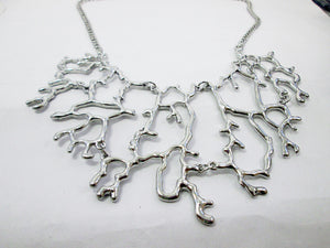 silver branch bib necklace