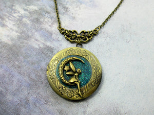moon fairy locket necklace