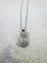 Load image into Gallery viewer, back view of sports pendant on metal chain, pendant polished to mirror finish.