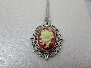 flower cameo necklace