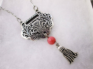 heart lock tassel necklace