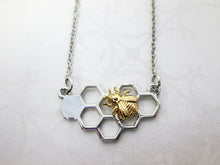 Load image into Gallery viewer, honey comb bee necklace