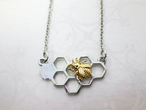 honey comb bee necklace