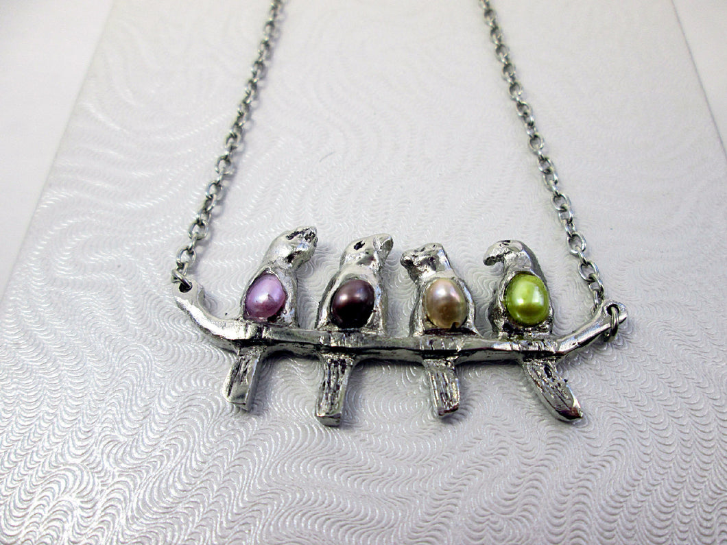 birds on branch necklace