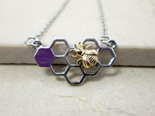 Load image into Gallery viewer, honey comb bee pendant