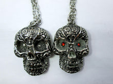 Load image into Gallery viewer, Glow In The Dark Sugar Skull pendant necklace