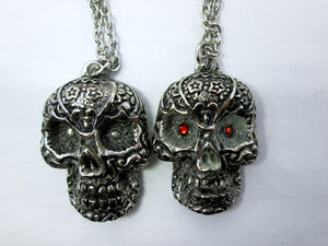 Glow In The Dark Sugar Skull pendant necklace