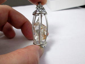 raw diamond cage pendant