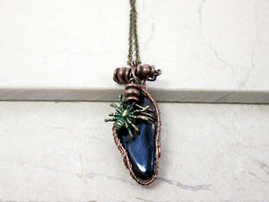 wire wrapped blue stone necklace