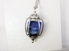 Load image into Gallery viewer, raw lapis cage necklace