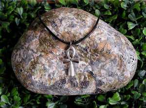 handmade pewter ankh pendant necklace, for men or women.