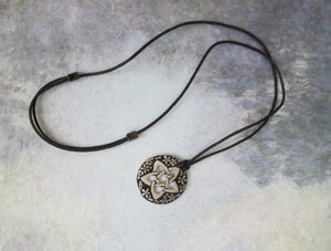 flower pentagram necklace on adjustable cotton cord