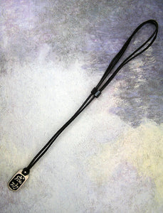 Kanji symbol for Success pendant necklace, pendant with black background, black cord necklace style