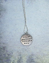 Load image into Gallery viewer, I love you to the moon and back message pendant