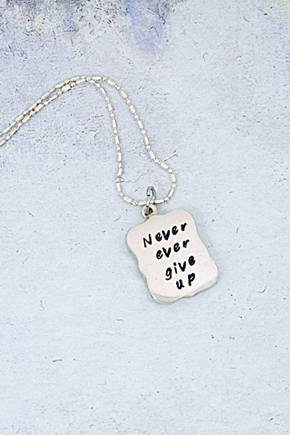handmade and hand-stamped message pendant necklace 