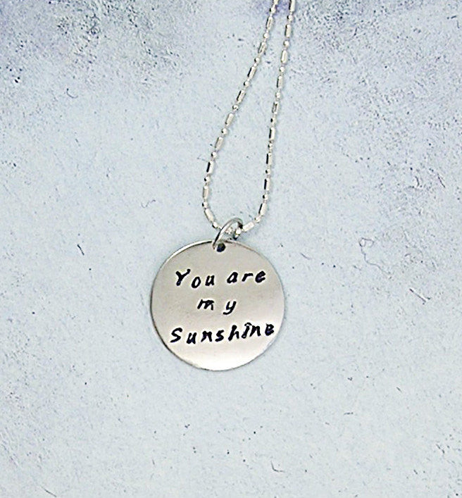 handmade and hand stamped message pendant necklace 