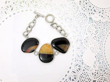 Load image into Gallery viewer, Large brown-black agate stone statement bracelet.