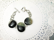 Load image into Gallery viewer, Large green-black agate stone statement bracelet.