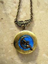 Load image into Gallery viewer, glow in the dark moon fairy locket necklace